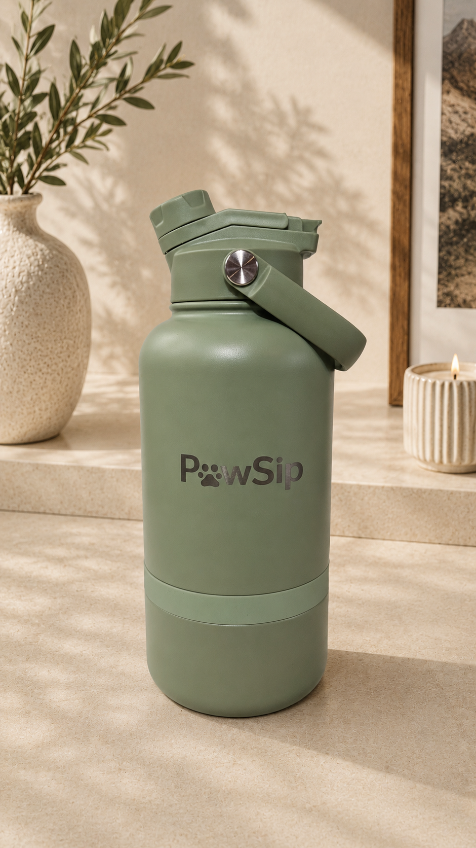Olive Green PawSip Hydration Bottle