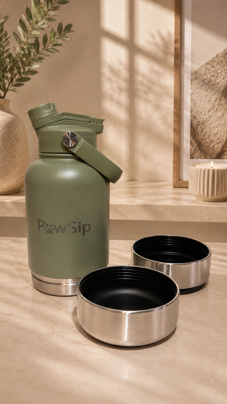 Olive Green PawSip Hydration Bottle